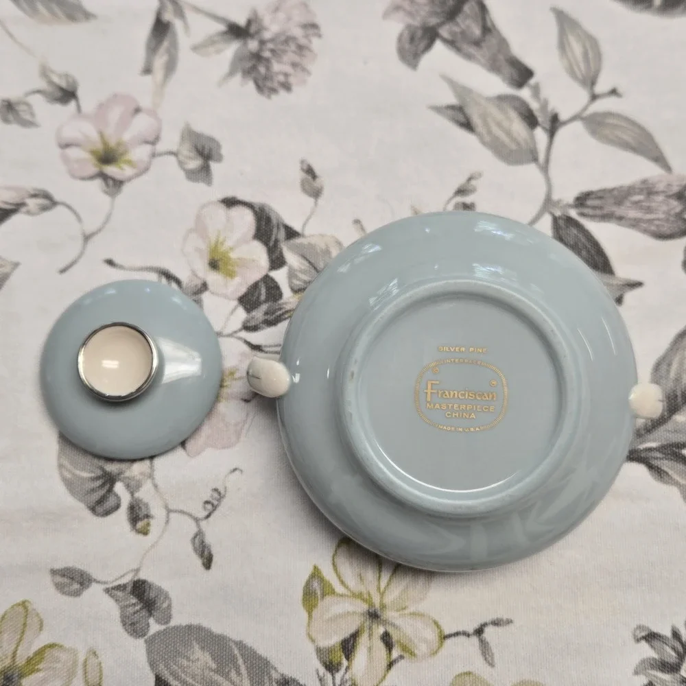 Franciscan Silver Pine Sugar Bowl with Lid, MCM